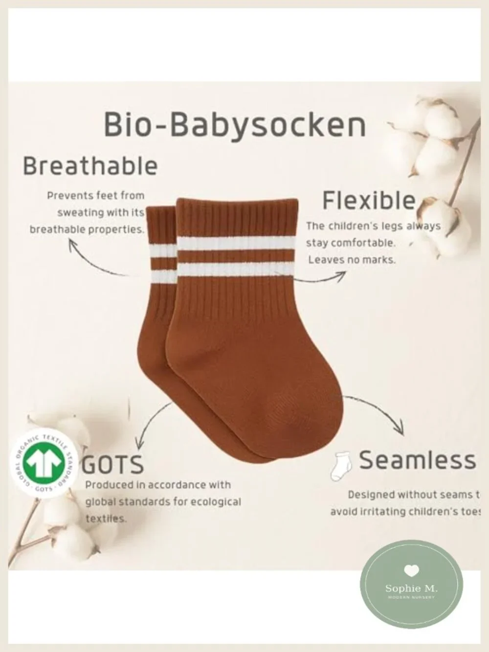 Baby Grip Ankle Socks 6 Pairs Organic Cotton Newborn Toddler Boys Girls